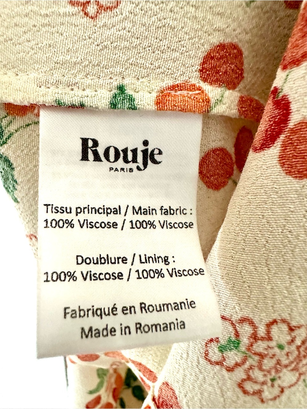 Rouje Cream Floral Cherry-Print Dress - Picture 3 of 7